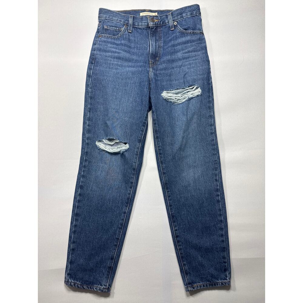 Levi's Women's High Waisted Mom Jean Blue Distressed Jeans - 28x27 (30x27)